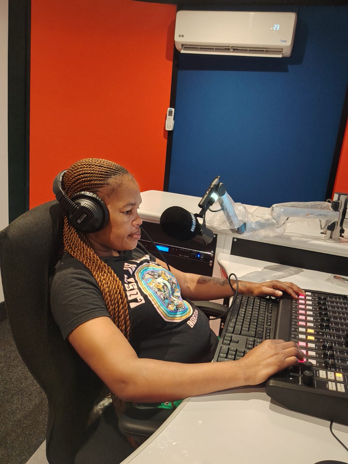 DJ at the Kouga FM broadcast desk