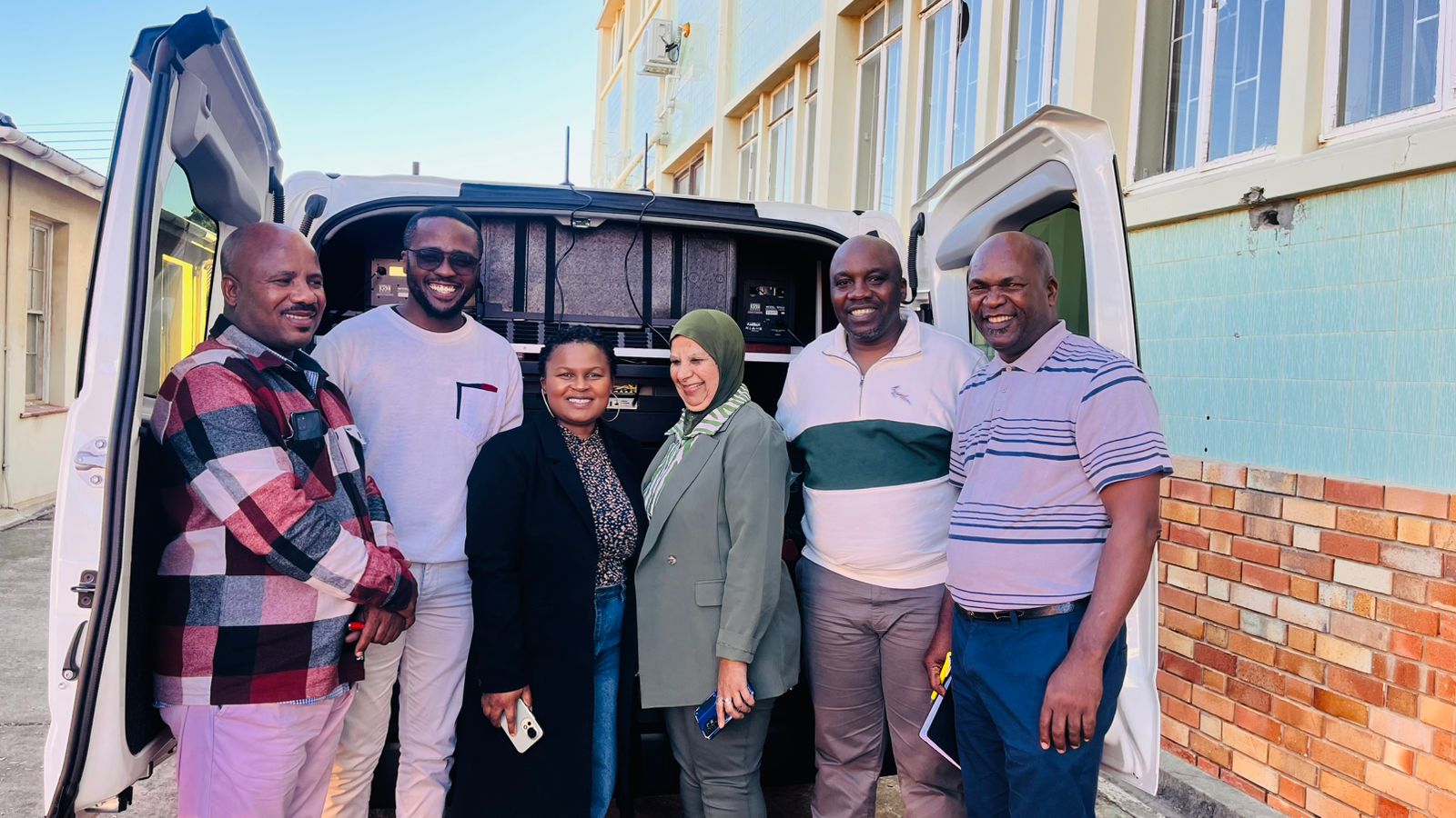 Kouga FM team at the back of the outside broadcast van