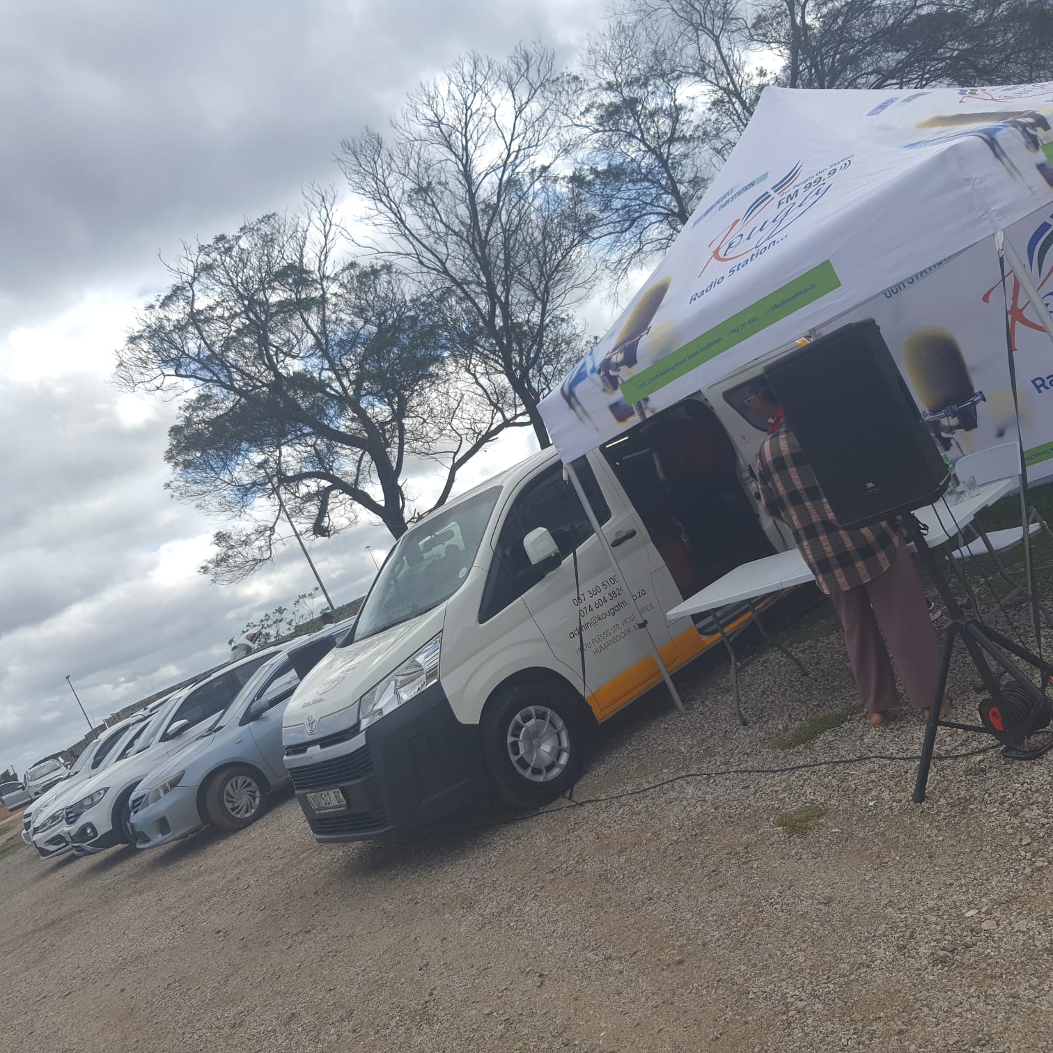 Kouga FM outside broadcast van and branded tent on location